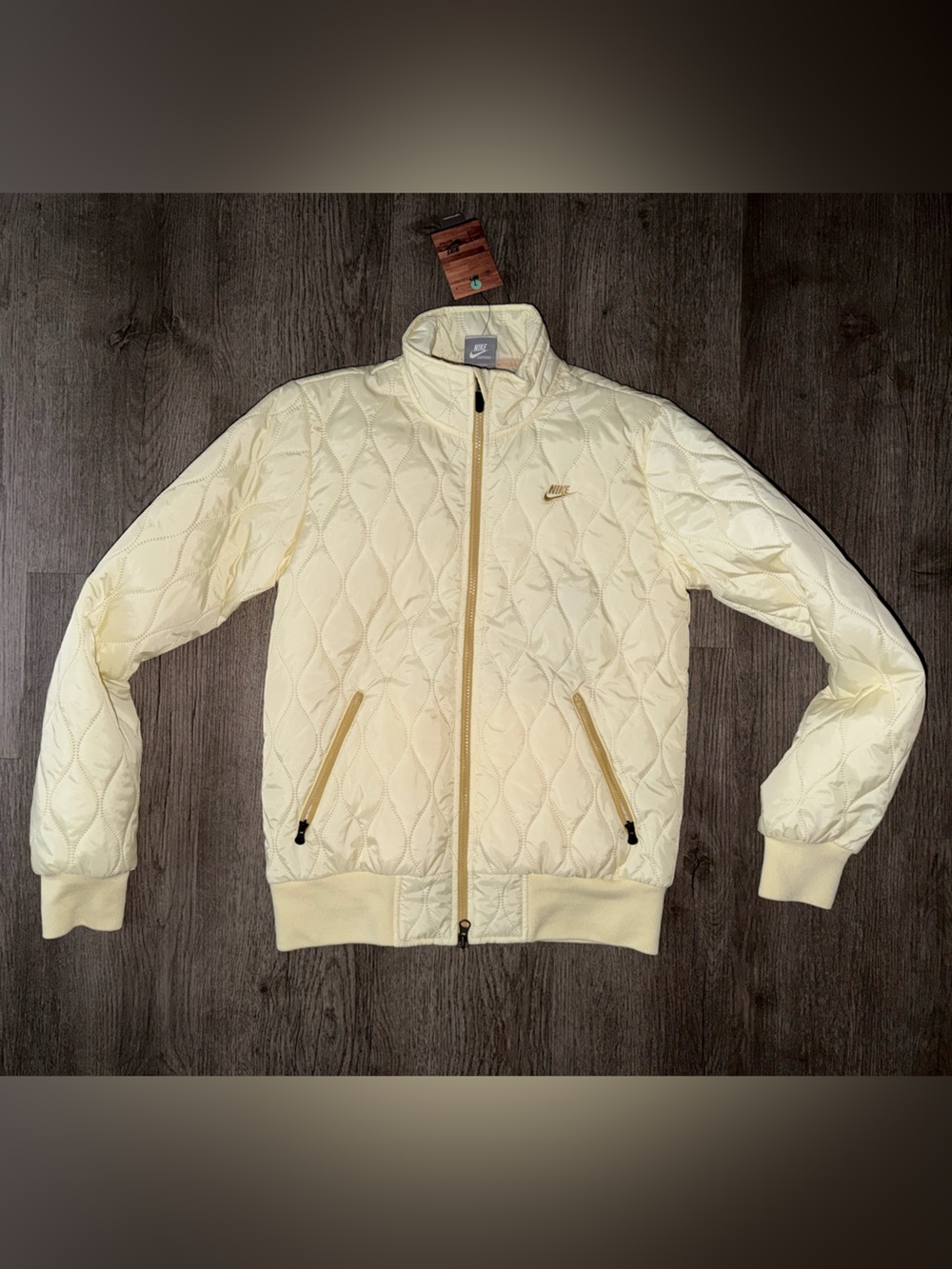 Nike Cream Quilted Bomber Jacket